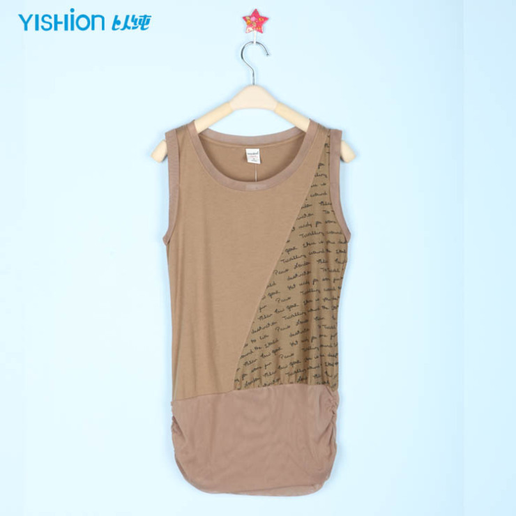 以纯2012新夏款女装圆领印花针织背心12223