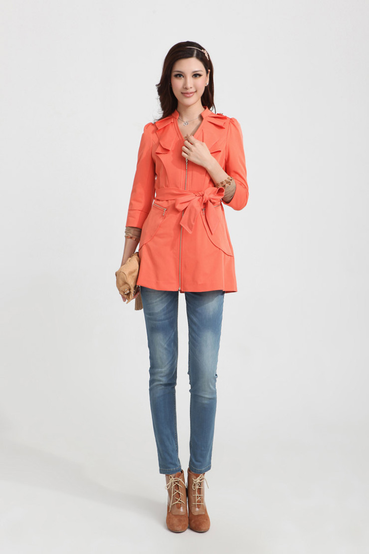 三彩品质女装 2012专柜同步款秋装 中长风衣S