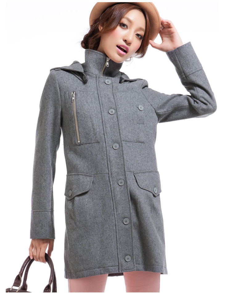PEACEBIRD太平鸟 冬装女连帽中长款呢大衣