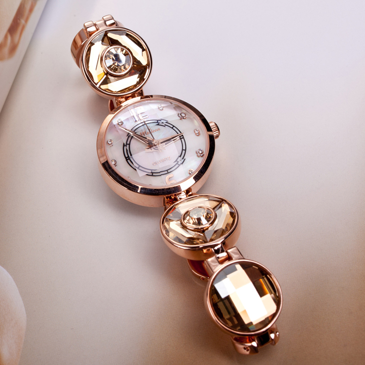 玛丽莎(Melissa) 奢华数字刻度水晶手表女表 金