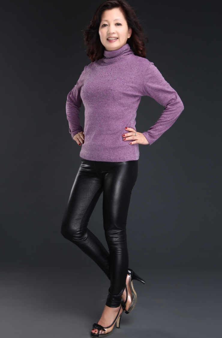 乐卡索 2012秋冬款翻领亮片长袖T恤中老年时