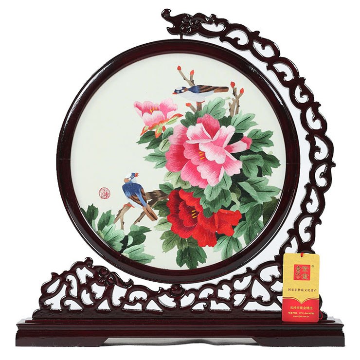 紫金秀 湖南湘绣精品 国花牡丹刺绣 送外宾礼物