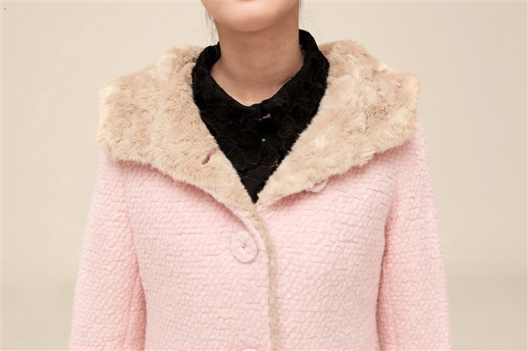 士哲 冬季新品中长款连帽毛呢外套呢子大衣yb