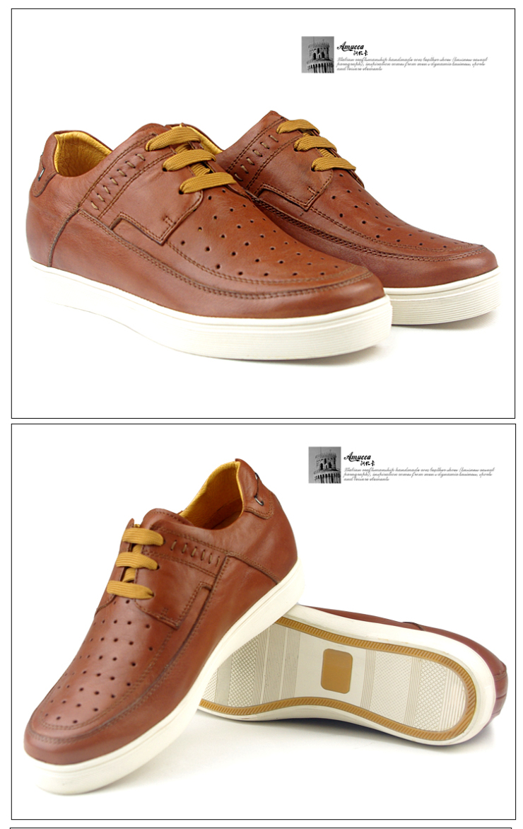 Amucca 阿牧卡 透气凉鞋皮鞋 男鞋 内增高6cm