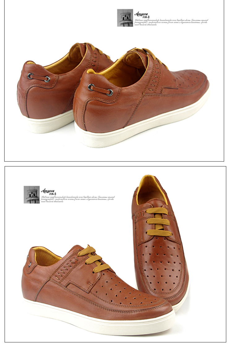 Amucca 阿牧卡 透气凉鞋皮鞋 男鞋 内增高6cm