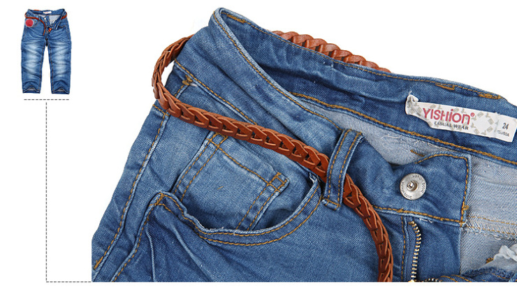 以纯2012女装夏季新款休闲低腰弹力牛仔七分