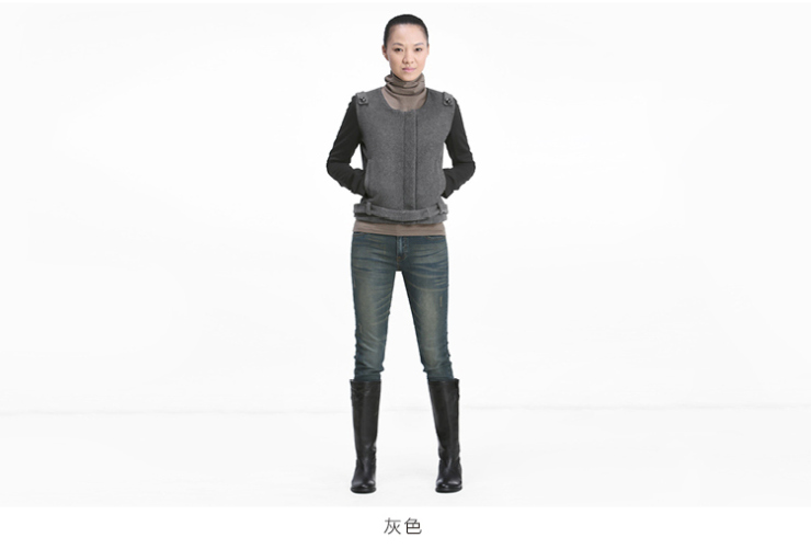 艾米AMII 冬装新品 <em>呢子</em>拼接<em>短款</em>小<em>外套</em> 11241