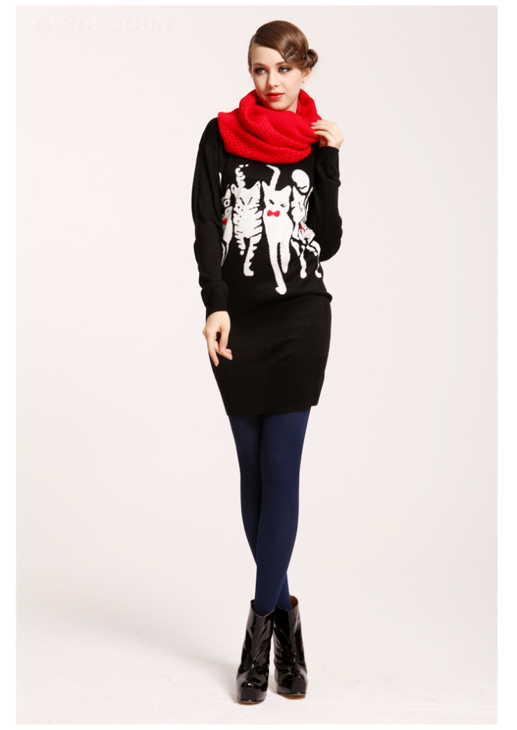 卡路约翰 2012秋冬新款 天猫图案纯色女装长款