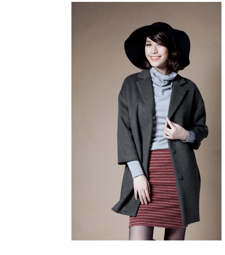 麦考林Euromoda 女装 都市魅影宽松毛呢大衣