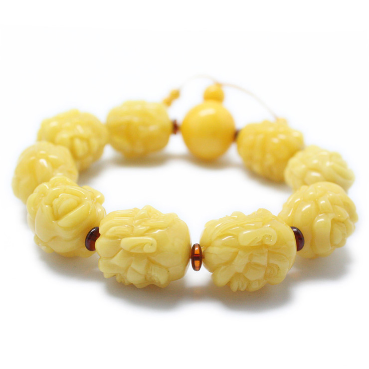 尚鸿缘 天然琥珀-蜜蜡 十八罗汉手链手串(附鉴