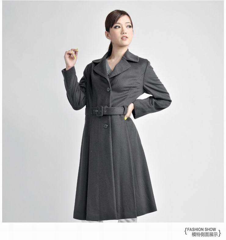 I菲姿 2012秋冬新款OL职业经典大翻领纯羊绒中