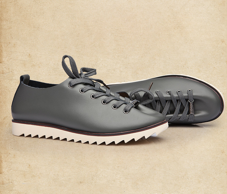 圣诞狂欢大促】尚半年 真皮男鞋 真皮鲨鱼鞋男