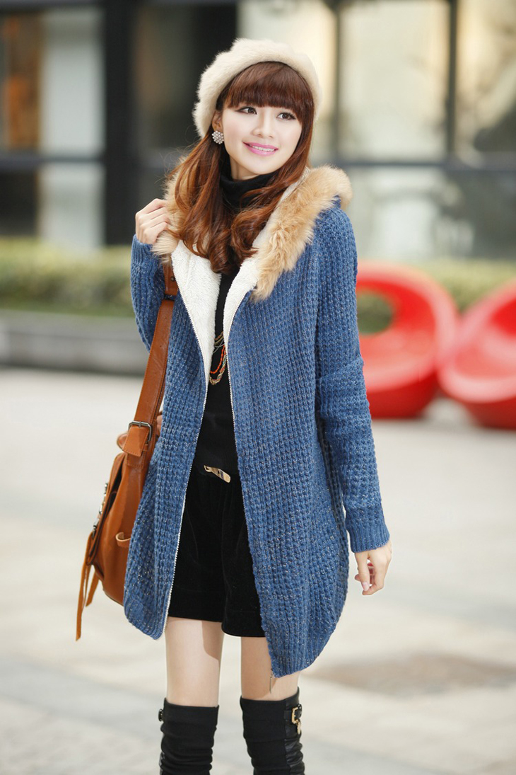 TUOYI2012冬季新款<em>女式加绒卫衣</em> 加厚针织开