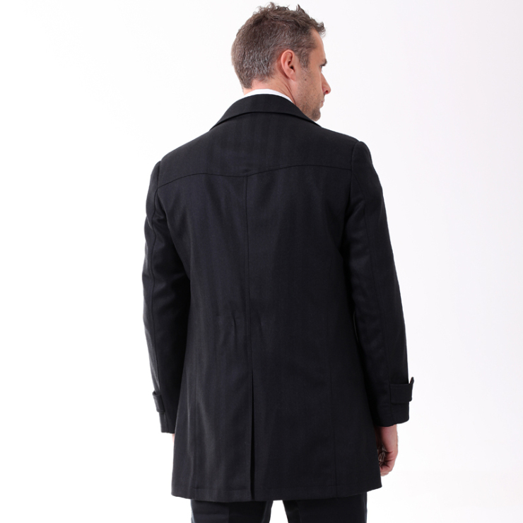 AOKEN【6折】男款正品羊毛羊绒假皮包边黑