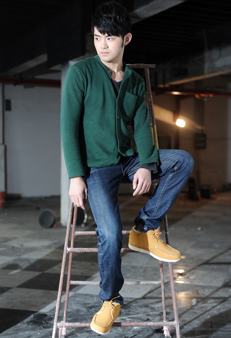 NUSA冬季磨砂皮休闲男鞋英伦板鞋高帮鞋男 保