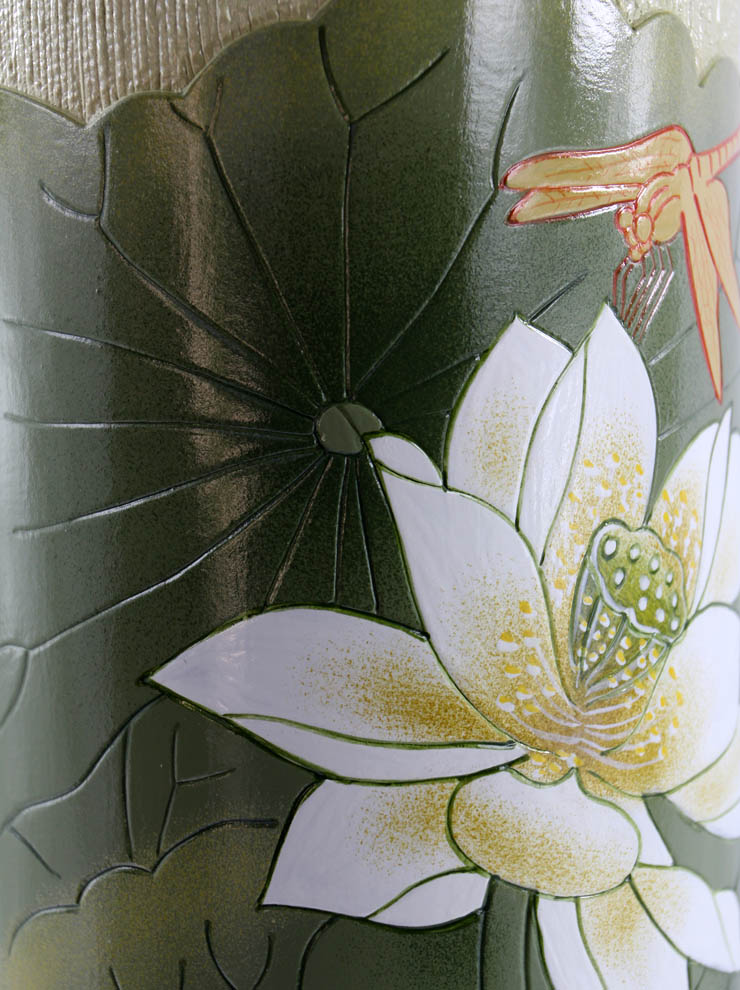 大井陶艺大号圆柱荷韵A原创手工陶艺工艺品礼