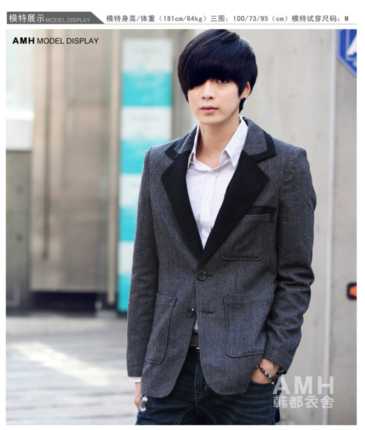 韩都衣舍AMH 韩版2013春装新款男装青年两粒