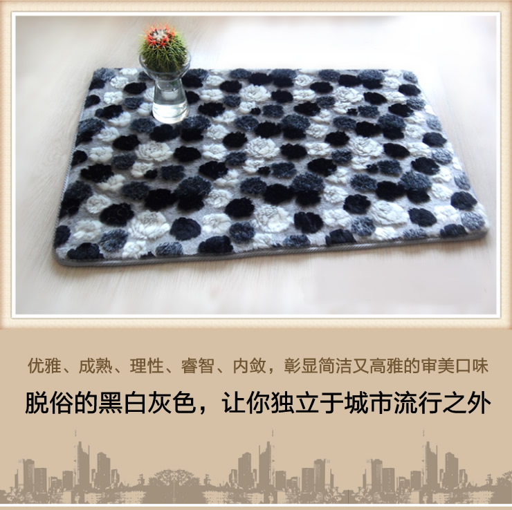 
                                        昕佳琪 地垫卧室浴室吸水防滑地垫门厅门口地垫脚垫立体玫瑰客厅地毯简约 40*60CM地垫含立体效果                
