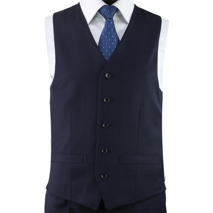 藏青色全毛<em>正装马甲</em> 深蓝条纹有领 46 【图片 