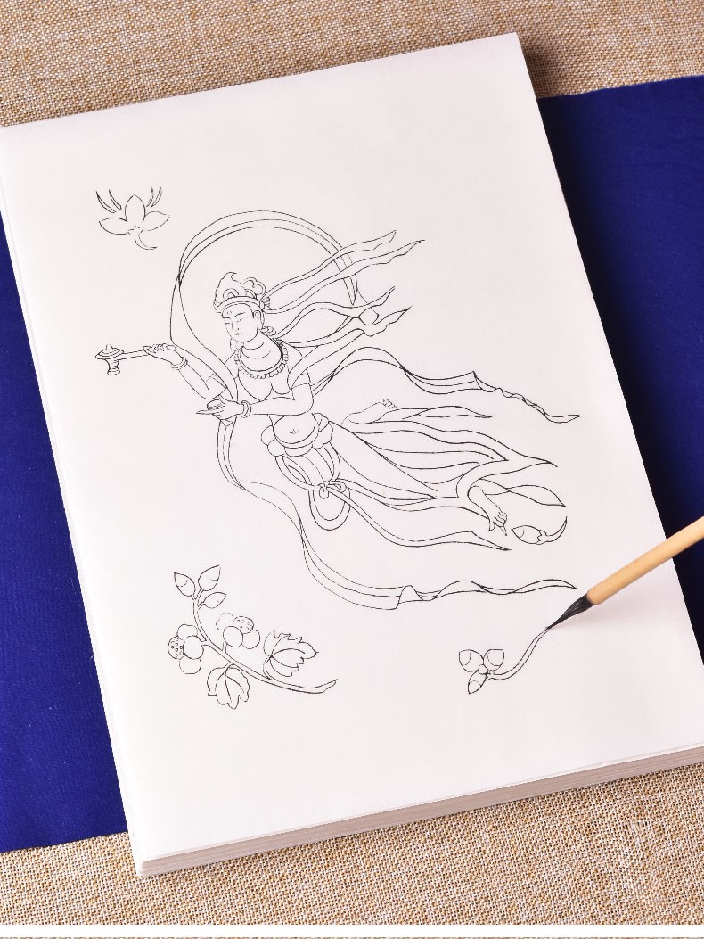 工笔画白描底稿手绘敦煌壁画飞天百图人物仕女线描初学者美术基础教程
