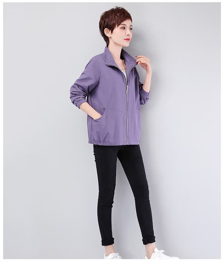 春装短款风衣外套2020新款春秋上衣中年妈妈装纯色简约衣服女士夹克衫