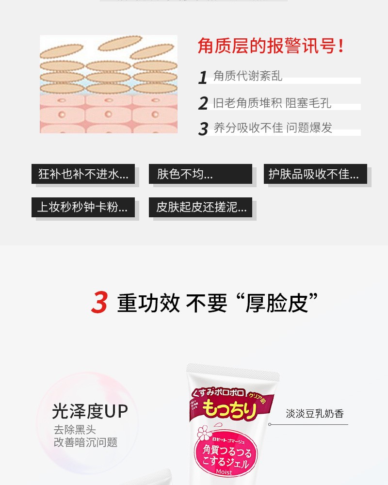 露姬婷（Rosette）果酸面部啫喱磨砂膏温和去角质凝胶啫喱面部男女可全身去死皮120g 红色保湿型
