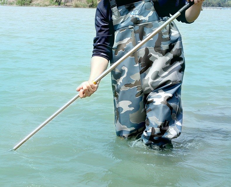 下水裤 水库雨裤带雨鞋防水衣服水鞋半身连体水裤男叉抓鱼全身加厚 军