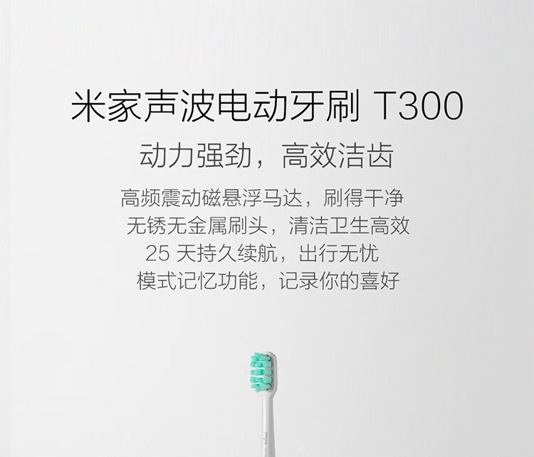 小米（MI）米家声波电动牙刷T300成人充电式智能防水震动 米家声波电动牙刷T300 米家声波电动牙刷T300