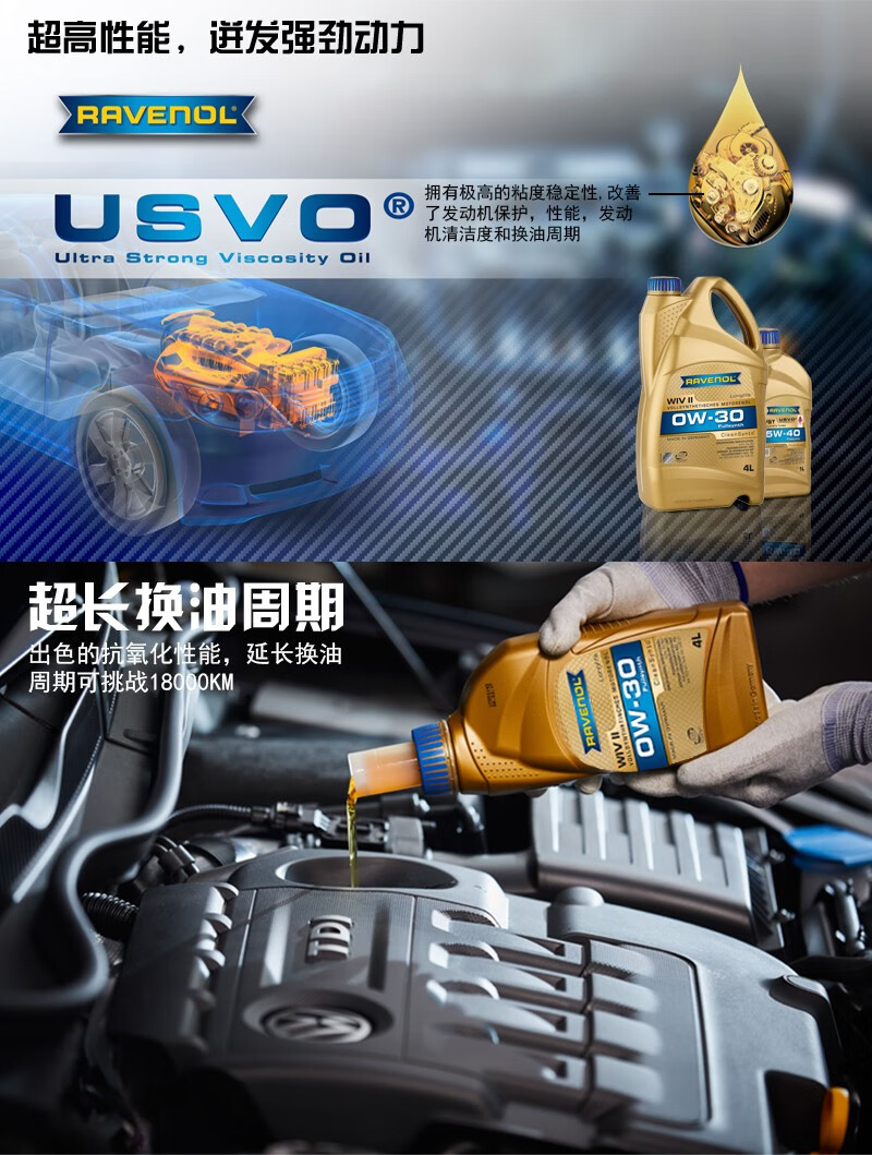 ravenol拉锋 wiv ii 全合成机油0w-30 acea a5 大众奥迪专用润滑油