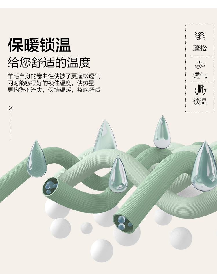 水星家纺 羊毛抗菌冬被 220*240cm 澳洲进口美利奴羊毛 图7