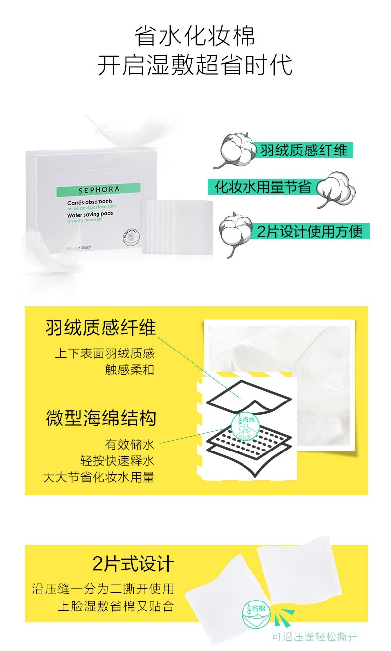 丝芙兰（SEPHORA） 柔肤加厚化妆棉卸妆棉片  225片装（新包装）