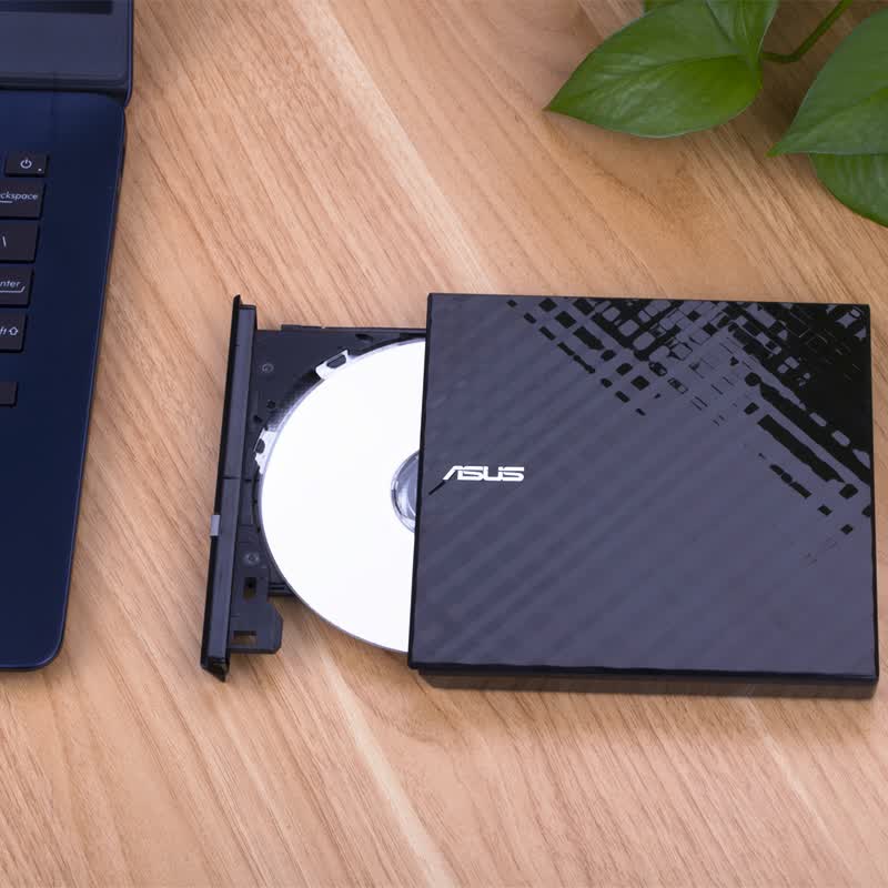 华硕(ASUS) 8倍速 USB2.0 外置DVD刻录机 移动光驱 黑色(兼容苹果系统/SDRW-08D2S-U)