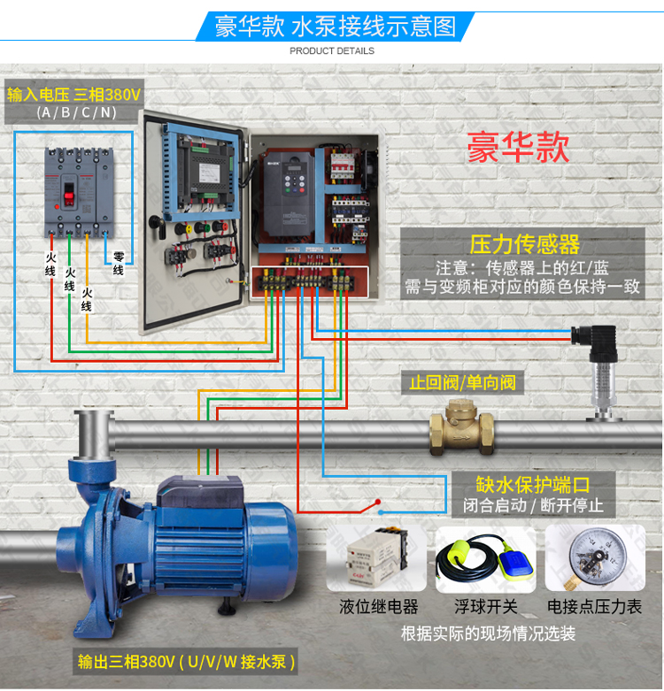 定制 水泵恒压供水控制柜变频器0.75/1.5/2.2/3/4/5.