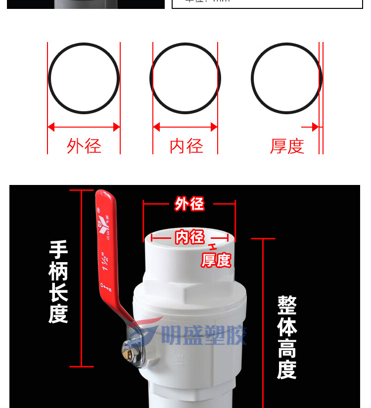 4，PVC鋼柄球閥 20開關閥門25 水琯配件32彎頭50鋼手柄40鋼把手牐閥 20mm鋼柄球閥
