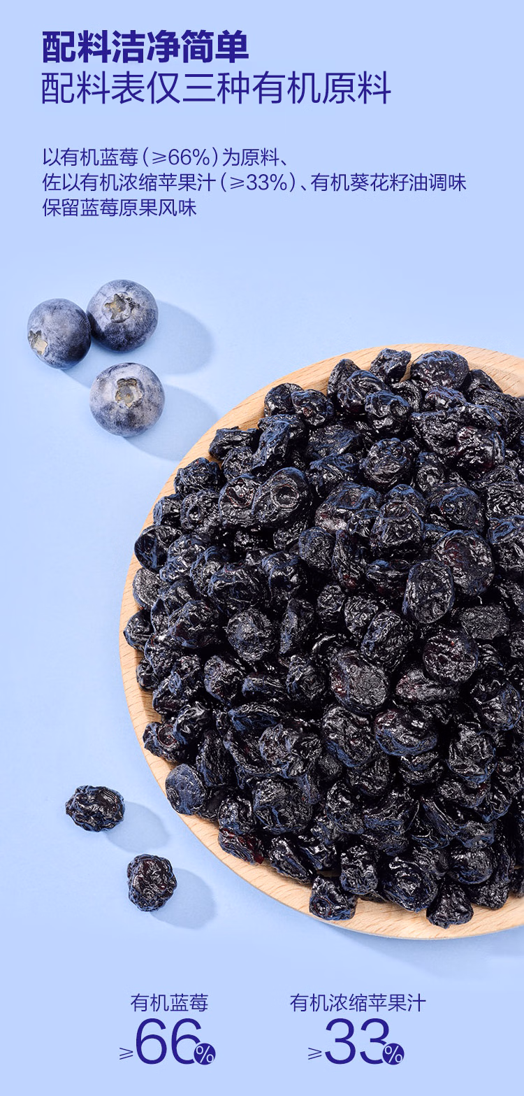 【中國直郵】 美國 山姆Member's Mark 【山姆爆款 無糖純天然】 有機果汁藍莓乾 400g*1袋