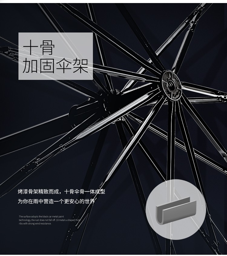 10骨超大伞面，强力拒水抗风：红叶の秀 10骨超大三折双人纯色晴雨伞 29.9元包邮 值值值-买手聚集的地方