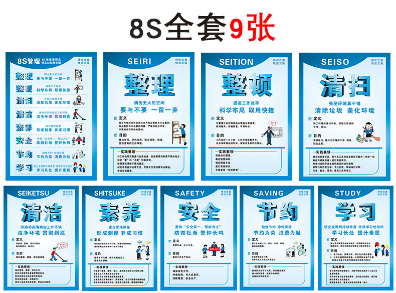 5s 6s 7s 8s 9s工厂安全宣传语标语车间现场生产质量品质管理画看板