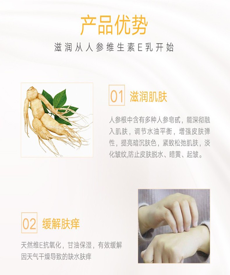 同仁堂 人参维生素E乳液身体乳男女身体护肤保湿滋润 维生素e乳100g瓶装 维生素E乳*4瓶