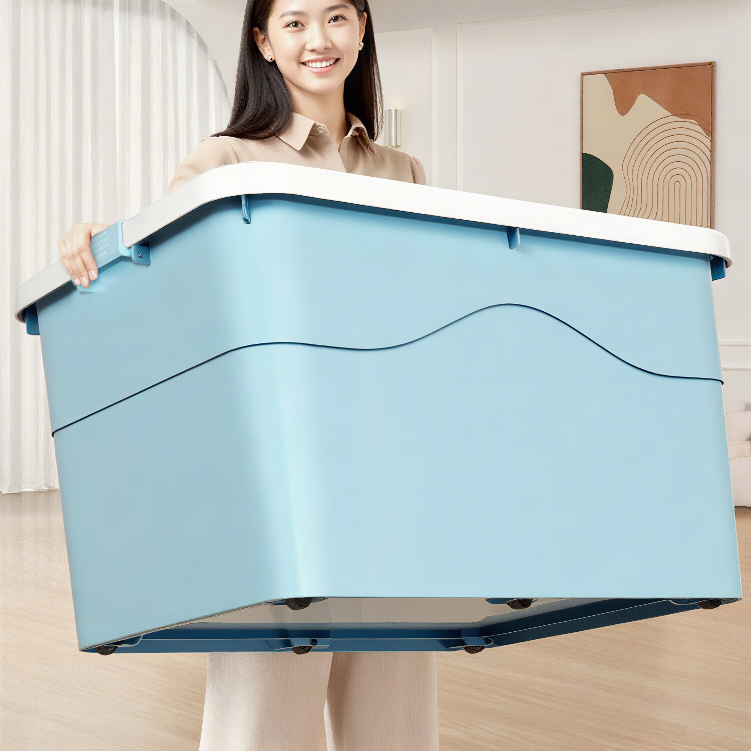 SPACEXPERT 包/袋/盒等收纳用品 150L SPACEXPERT  收纳箱 整理箱带轮外体积150L 72*52*41cm 蓝色1个装