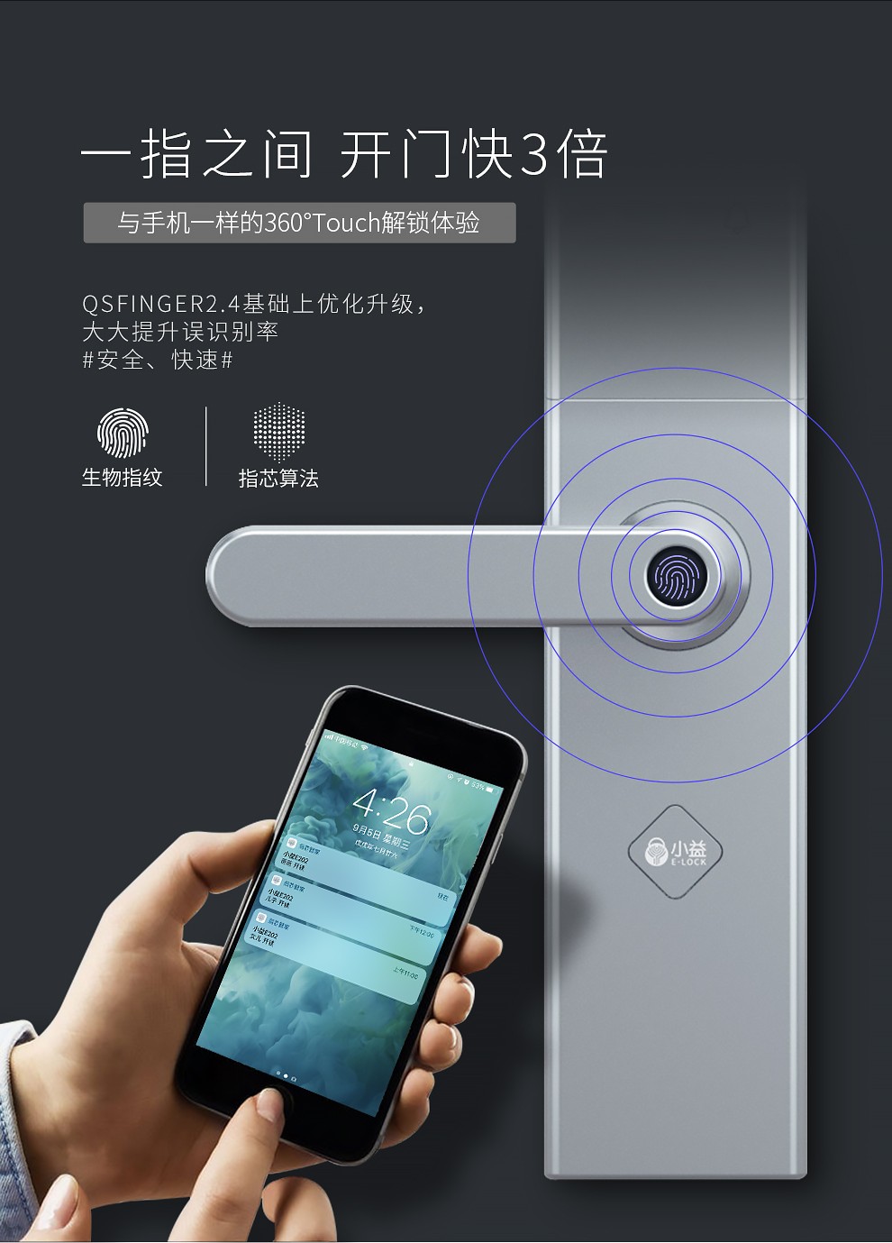 指之间开门快3倍与手机一样的360° Touch解锁体验QSF|NGER2.4基础上优化升级大大提升误识别率#安全、快速#生物指纹指芯算法-推好价 | 品质生活 精选好价