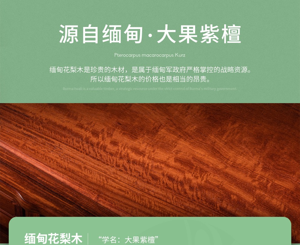 广典红木家具缅甸花梨(学名:大果紫檀)实木地柜 客厅组合 现代储物柜视听柜 新中式电视柜 2.4米新中式电视柜