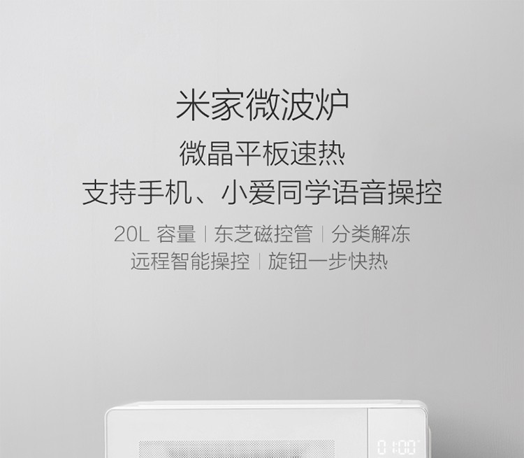 小米（MI）米家微波炉家用迷你小型平板式电烤分类解冻内置照明灯光微波炉手机app小爱同学智能语音操控 小米米家微波炉