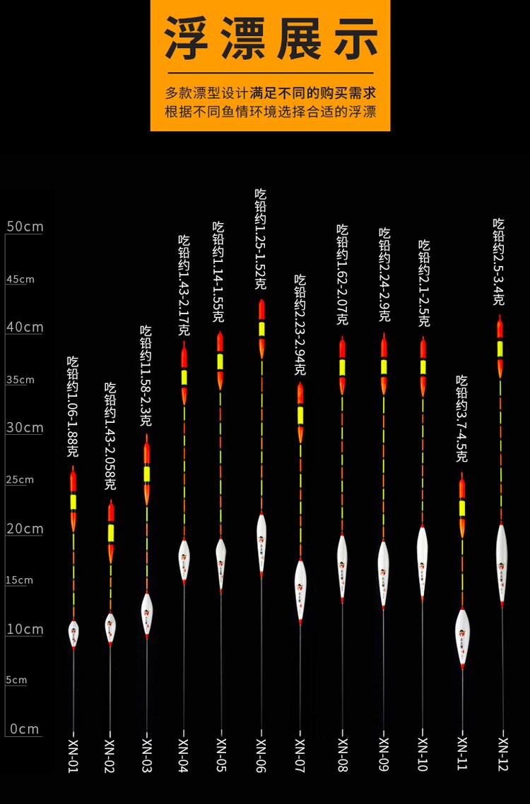 纳米鱼漂近视加粗醒目大尾老人浮漂浅水鲫鱼 混养 底钓漂全套装 nx-12