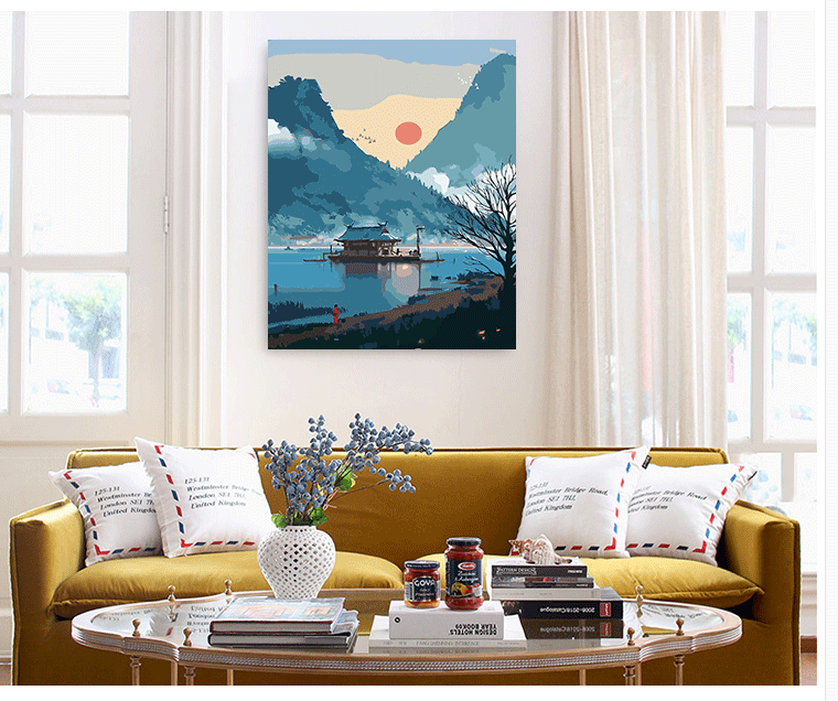 diy手工数字油画动漫填色油彩画客厅风景挂画卡通人物装饰画家居日用
