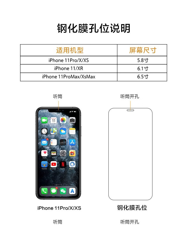 闪魔 苹果11钢化膜 iphoneX全屏XR保护膜光防神器R/XsMax/11promax手机膜高清非全屏抗蓝光防窥保护膜 XR/11【全屏蓝光版】+神器详情图片3