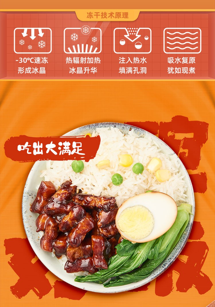 海福盛 FD冻干 台式卤肉饭 自热米饭 125g*4盒 图7