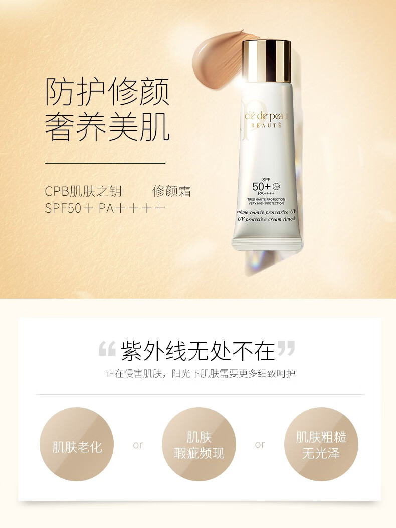 【日本直郵】 CPB肌膚之鑰 遮瑕修顏改善細紋潤色隔離妝前乳30ml SPF50+/PA++++淺粉色