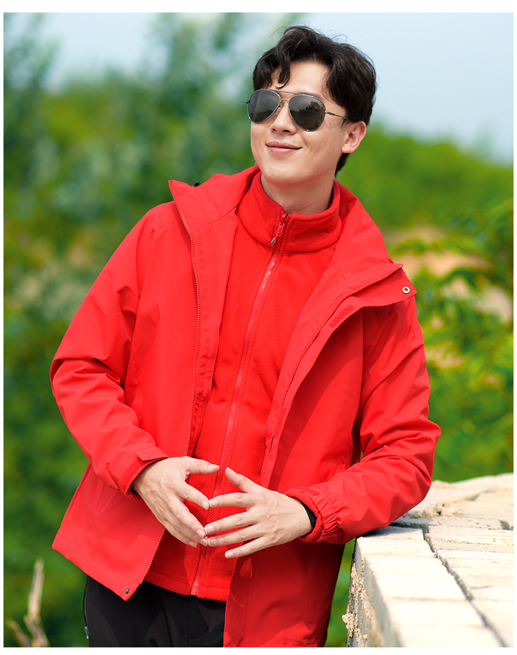 绒加厚保暖三合一两件套情侣款户外服装登山服防风防水防寒保暖冲锋衣