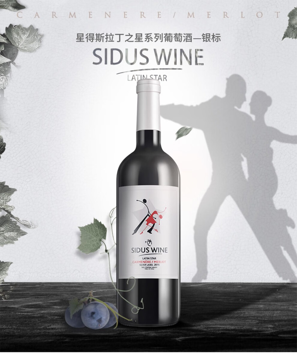 星得斯拉丁之星银标智利原瓶进口红酒12.5度干