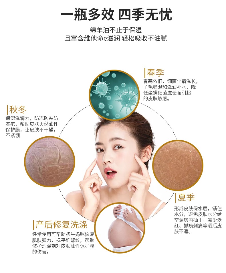 澳芝曼（G＆M）澳洲进口绵羊油保湿绵羊脂维生素E霜乳澳芝漫滋润面霜婴儿可用 保湿霜250g【1瓶】